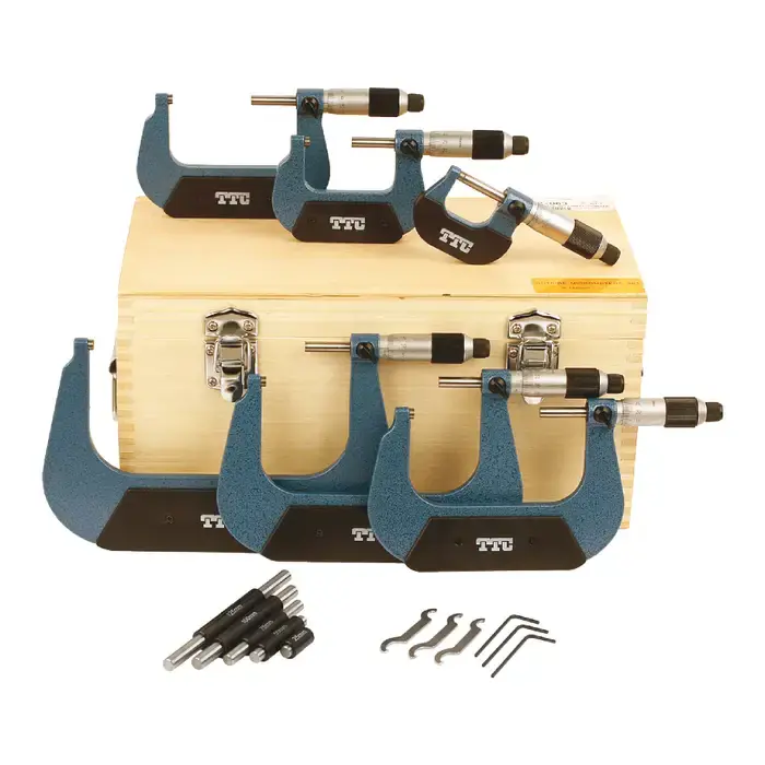 Professional Grade TTC M6-913 0 - 150mm Range, .01mm Graduation, 6 Piece Outside Micrometer Set