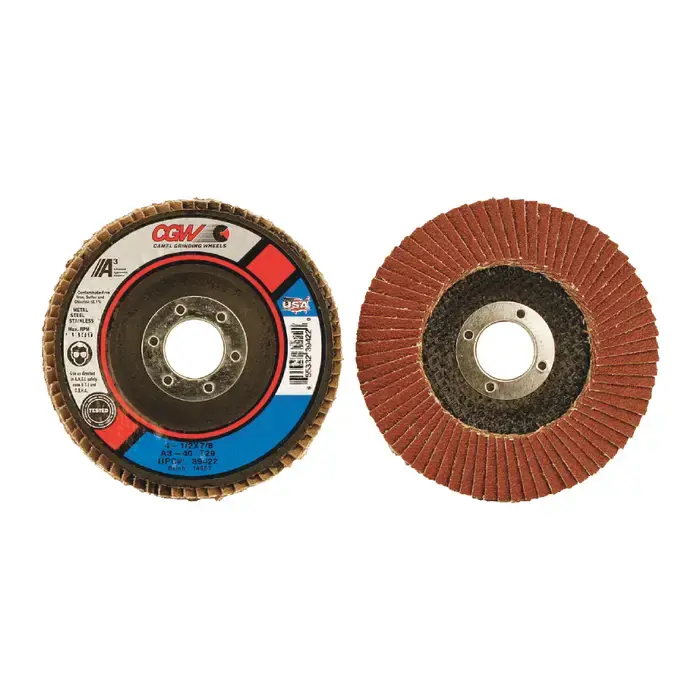 Authentic CGW ABRASIVES 39462 40 Grit 4-1/2" Diameter Abrasive Flap Disc - Type 29, 7/8" Arbor Hole Diameter