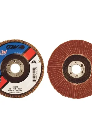 Brand New CGW ABRASIVES 39204 60 Grit 4" Diameter Abrasive Flap Disc - Type 27, 5/8" Arbor Hole Diameter