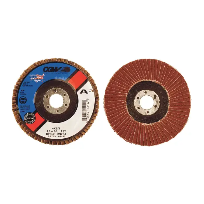 Brand New CGW ABRASIVES 39204 60 Grit 4" Diameter Abrasive Flap Disc - Type 27, 5/8" Arbor Hole Diameter