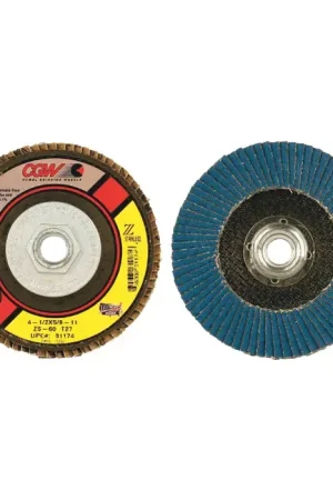 CGW ABRASIVES 31174 60 Grit 4-1/2" Diameter Abrasive Flap Disc - Type 27, 5/8"-11 Arbor Hole Diameter Express Delivery