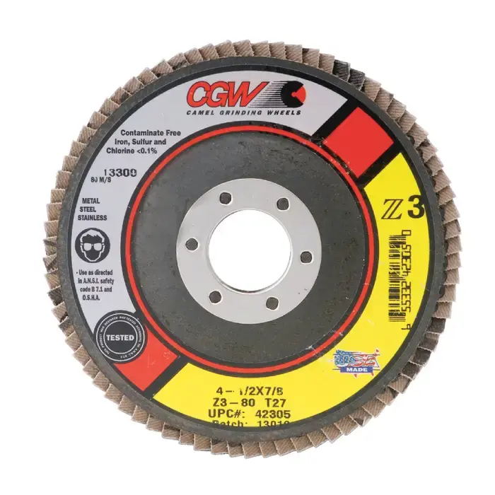 CGW ABRASIVES 53005 80 Grit 6" Diameter Abrasive Flap Disc - Type 27, 7/8" Arbor Hole Diameter Exclusive Offer