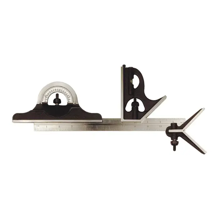 TESA BROWN & SHARPE 599-438-1204-1 4 Piece, 12" Blade Reversible Head Type Combination Square Set New Arrival