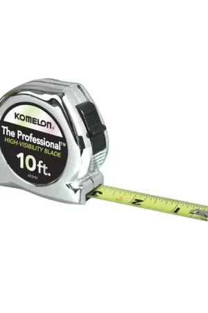 Same Day Shipping KOMELON 410HV 10‘ x 5/8" Blade Size, Inch Reads, Chrome Case, Manual Measuring Tape