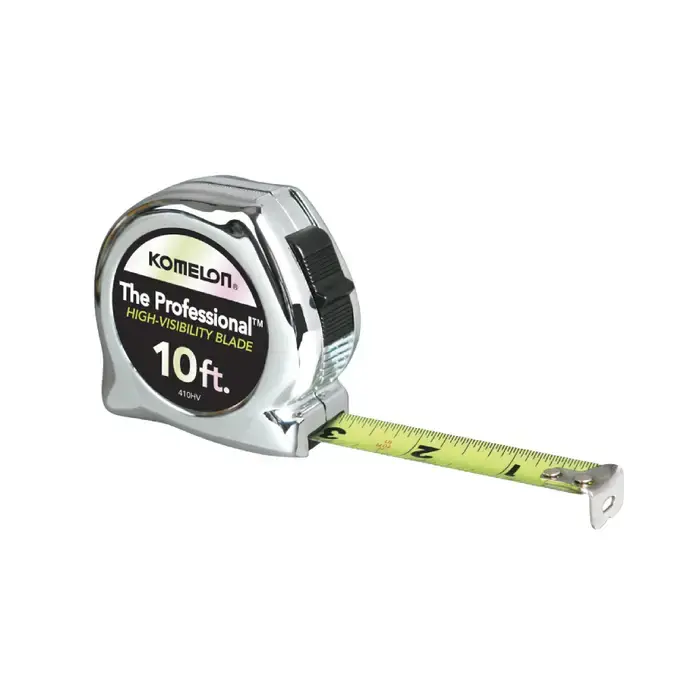 Same Day Shipping KOMELON 410HV 10‘ x 5/8" Blade Size, Inch Reads, Chrome Case, Manual Measuring Tape