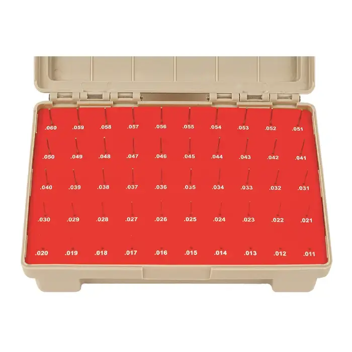 Must Have VERMONT GAGE 101100200 .011" thru .060" Range, Plus Tolerance Type, ZZ Class, 50 Piece Pin Gage Set