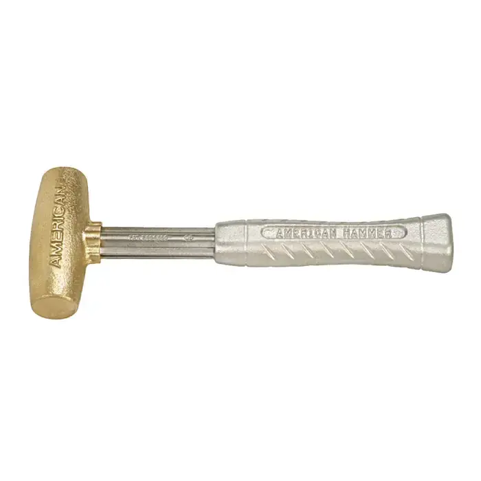 AMERICAN HAMMER AM3BRAG 1-1/2" Face Diameter, 3 lbs. Head Weight, 12" Overall Length Brass Hammer Instant Buy