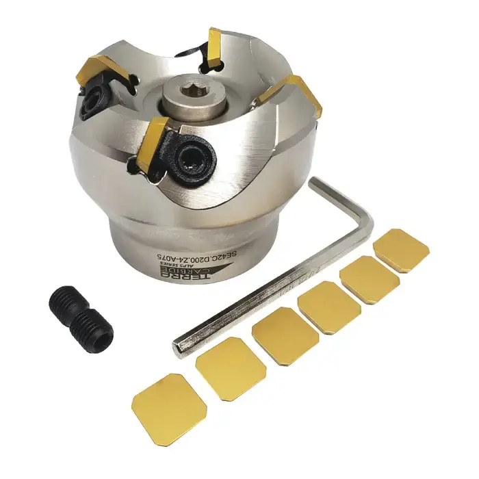 Final Sale TERRA CARBIDE 09-0695-03 - 2.000" - 45 Degree Indexable Face Mill Set with Inserts, Right Hand