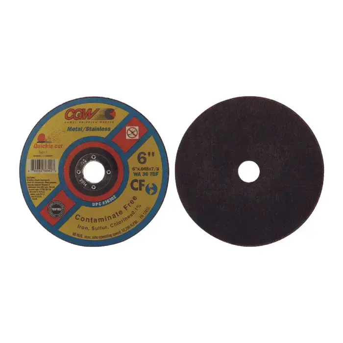 CGW ABRASIVES 36302 6" Diameter White Aluminum Oxide Bonded Cut-Off Wheel - 7/8" Hole Size, 0.045" Wheel Thickness Must Have