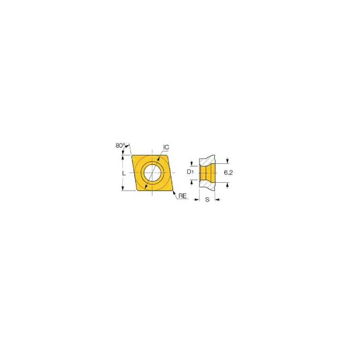 ISCAR 3308169 - CC95MT 100504-SM IC830, 80° Diamond, Indexable Carbide Turning / Boring Insert Top Pick