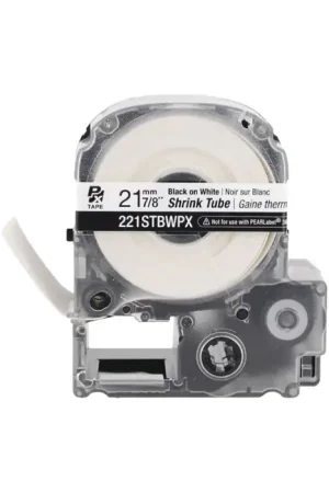 EPSON 221STBWPX 7/8" Width, 96" Length, White/Black Print Color Labeler Heat Shrink Tube Instant Buy