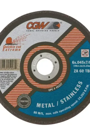 Fresh Stock CGW ABRASIVES 45286 6" Diameter Zirconia Aluminum Bonded Cut-Off Wheel - 7/8" Hole Size, 0.045" Wheel Thickness