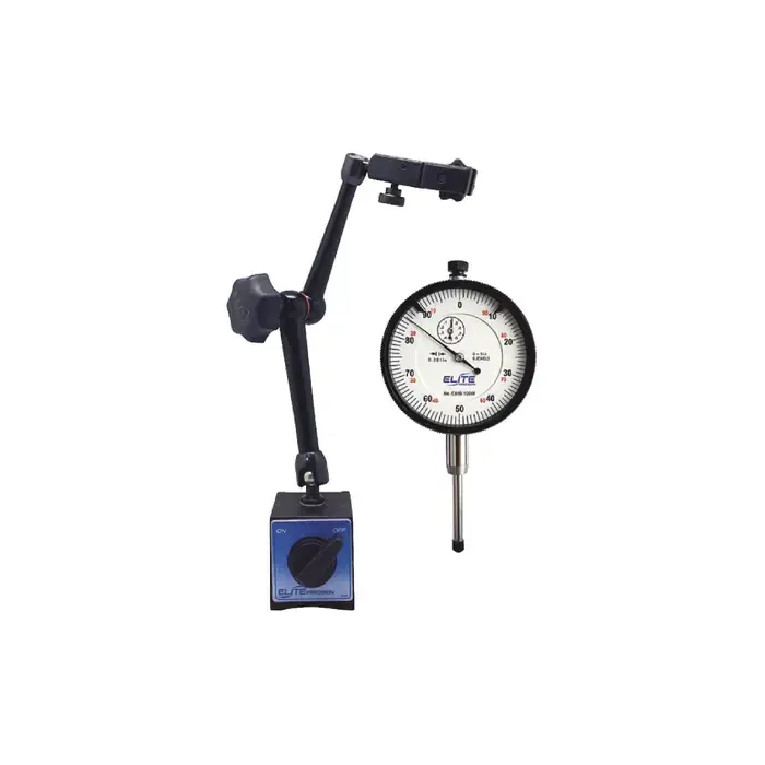 ELITE PRECISION 30-765 Magnetic Base & Dial Indicator Set Includes, .001" Graduation, 0 - 1" Range, 0-100 Reading Indicator & Holder Set Premium