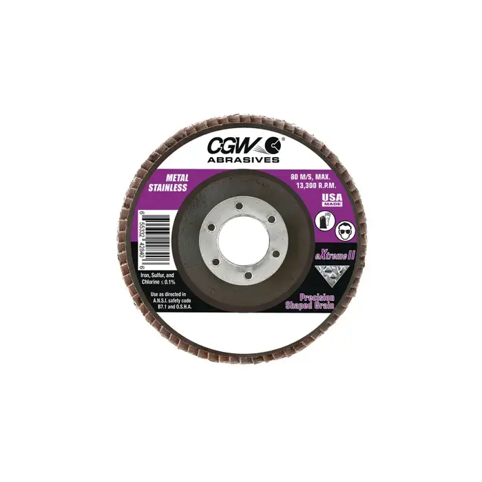 CGW ABRASIVES 43842 60 Grit 4-1/2" Diameter Abrasive Flap Disc - Type 27, 5/8"-11 Arbor Hole Diameter Limited Offer